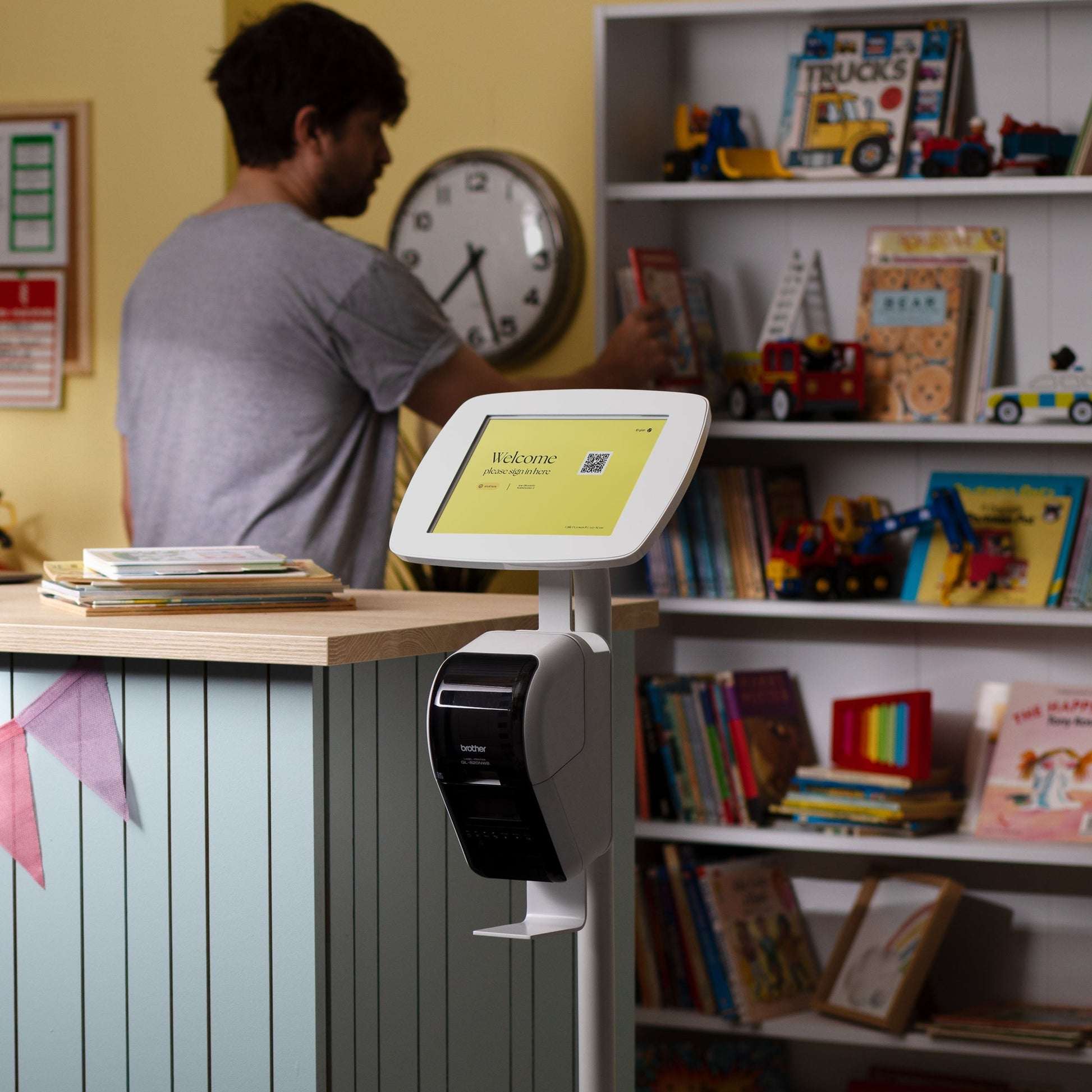 Bouncepad Original Elevate + Brother Printer Mount tablet vloerstativ