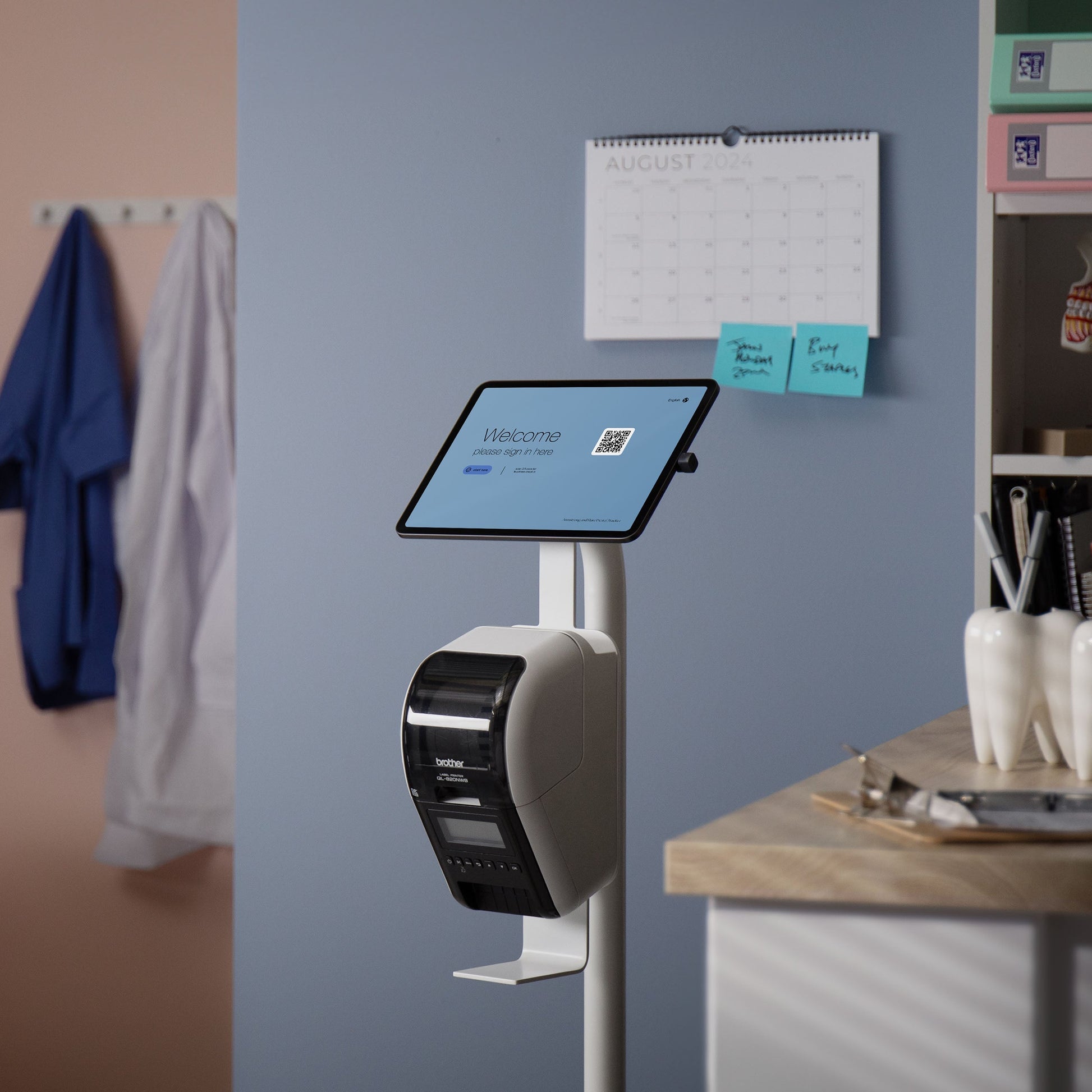 Bouncepad Core Elevate + Brother Printer Mount tablet-vloerstandaard