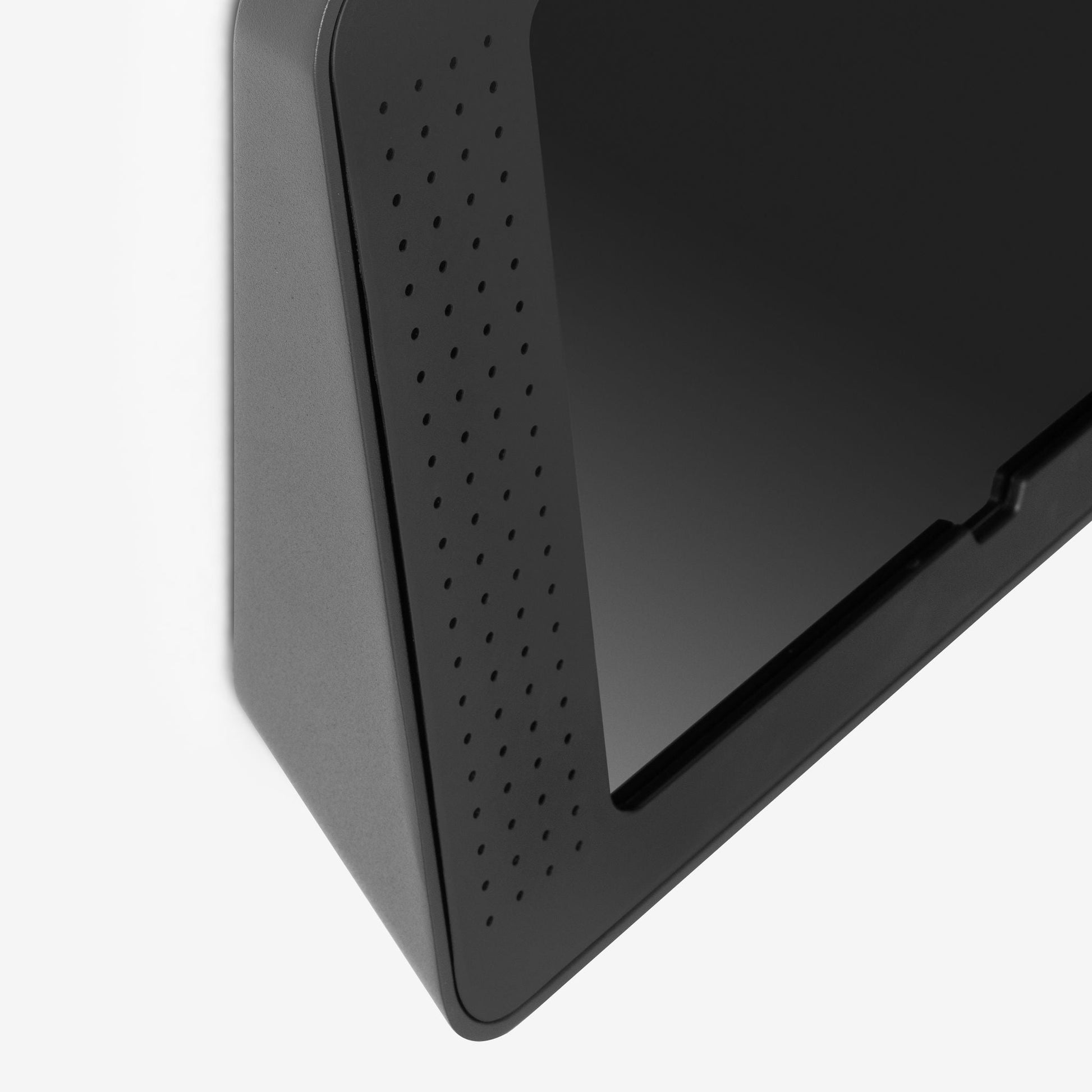 Bouncepad Link tablet-wandhouder zwart in zwart, detailweergave