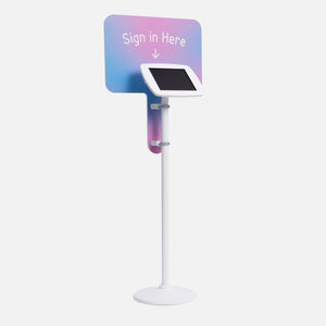 Bouncepad Original vloerstandaard + tablet vloerstandaard met informatiebord in wit