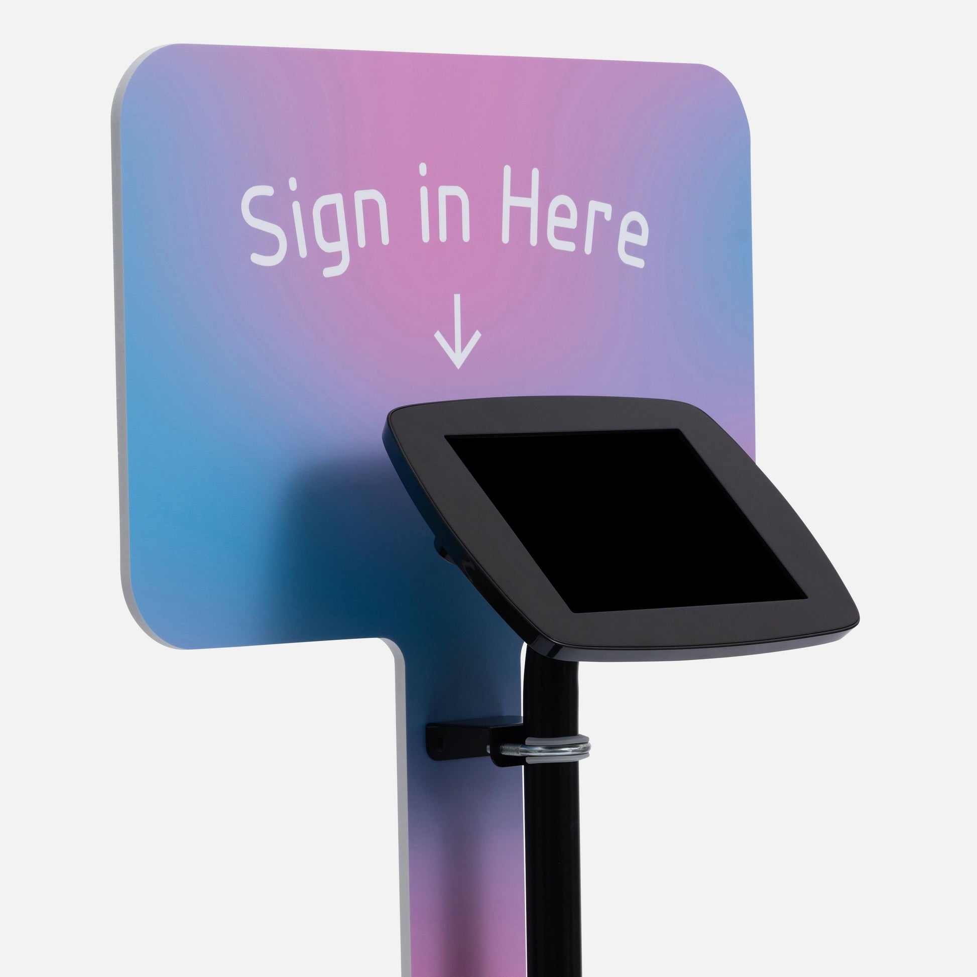 Bouncepad Original vloerstandaard + tablet vloerstandaard met informatiebord in zwart