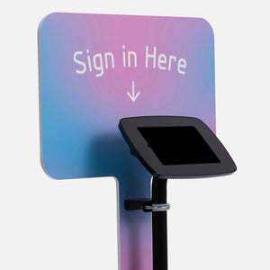 Bouncepad Original vloerstandaard + tablet vloerstandaard met informatiebord in zwart