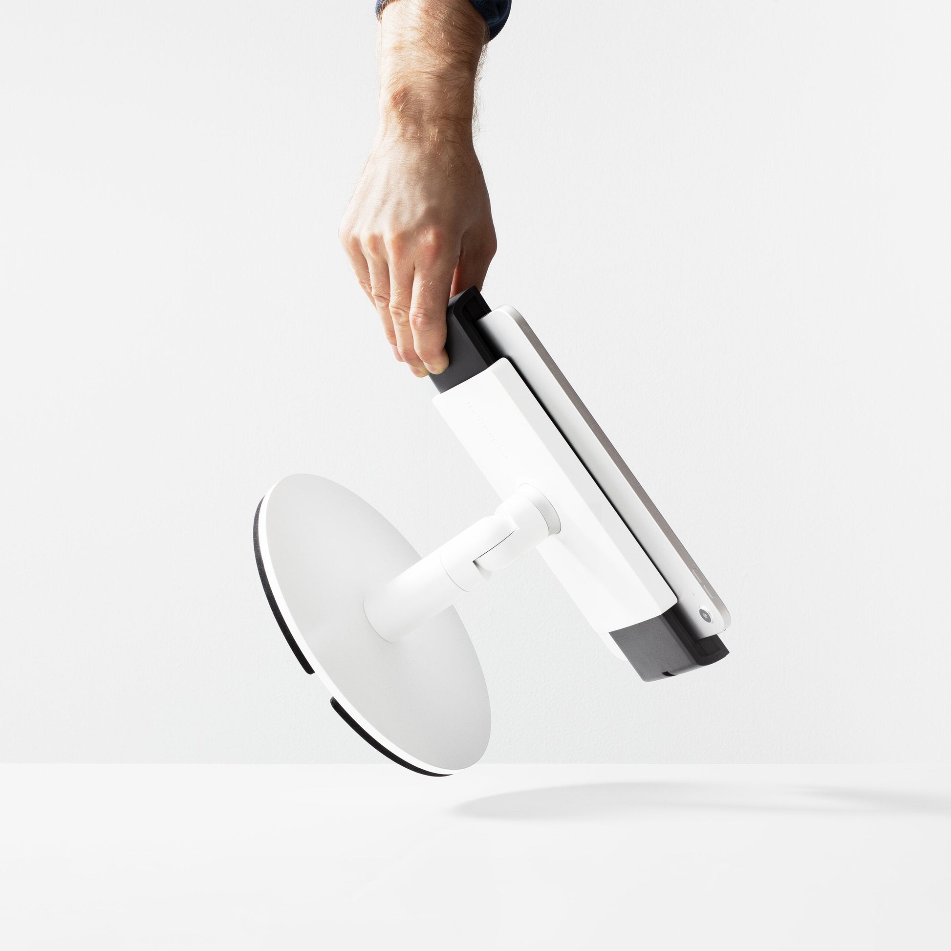 Bouncepad Clip Counter Twist-Mini tabletstandaard in wit, vooraanzicht