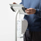 Bouncepad Clip Floorstanding + Brother Printer Mount tablet vloerstandaard in wit, getoond in gebruik