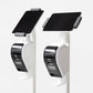 Bouncepad Clip Floorstanding + Brother Printer Mount tablet vloerstandaard in wit, staande en liggende oriëntatie