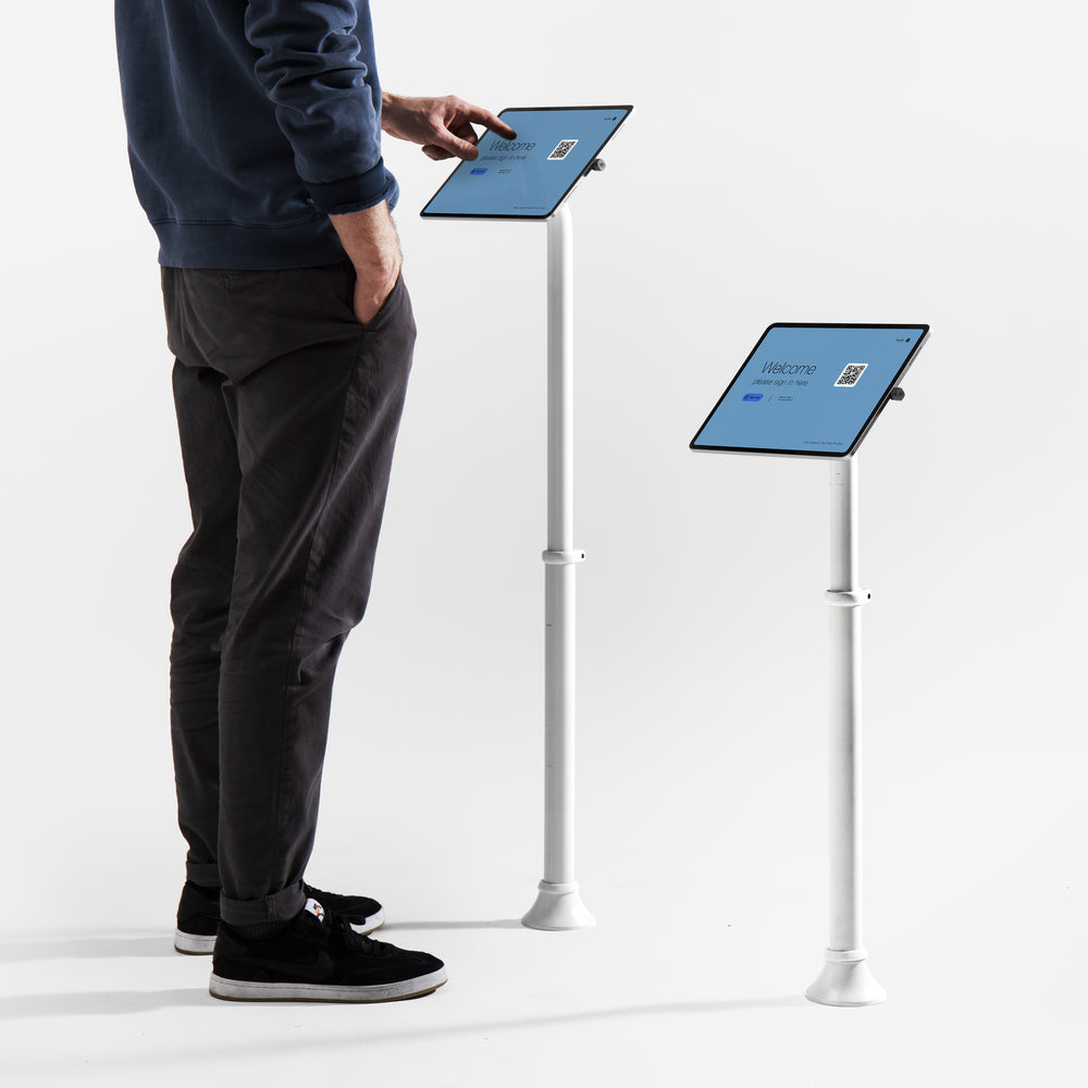 Bouncepad Core Elevate Slim tablet-vloerstandaard in wit