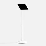 Bouncepad Core Elevate tablet-vloerstandaard in wit, vooraanzicht