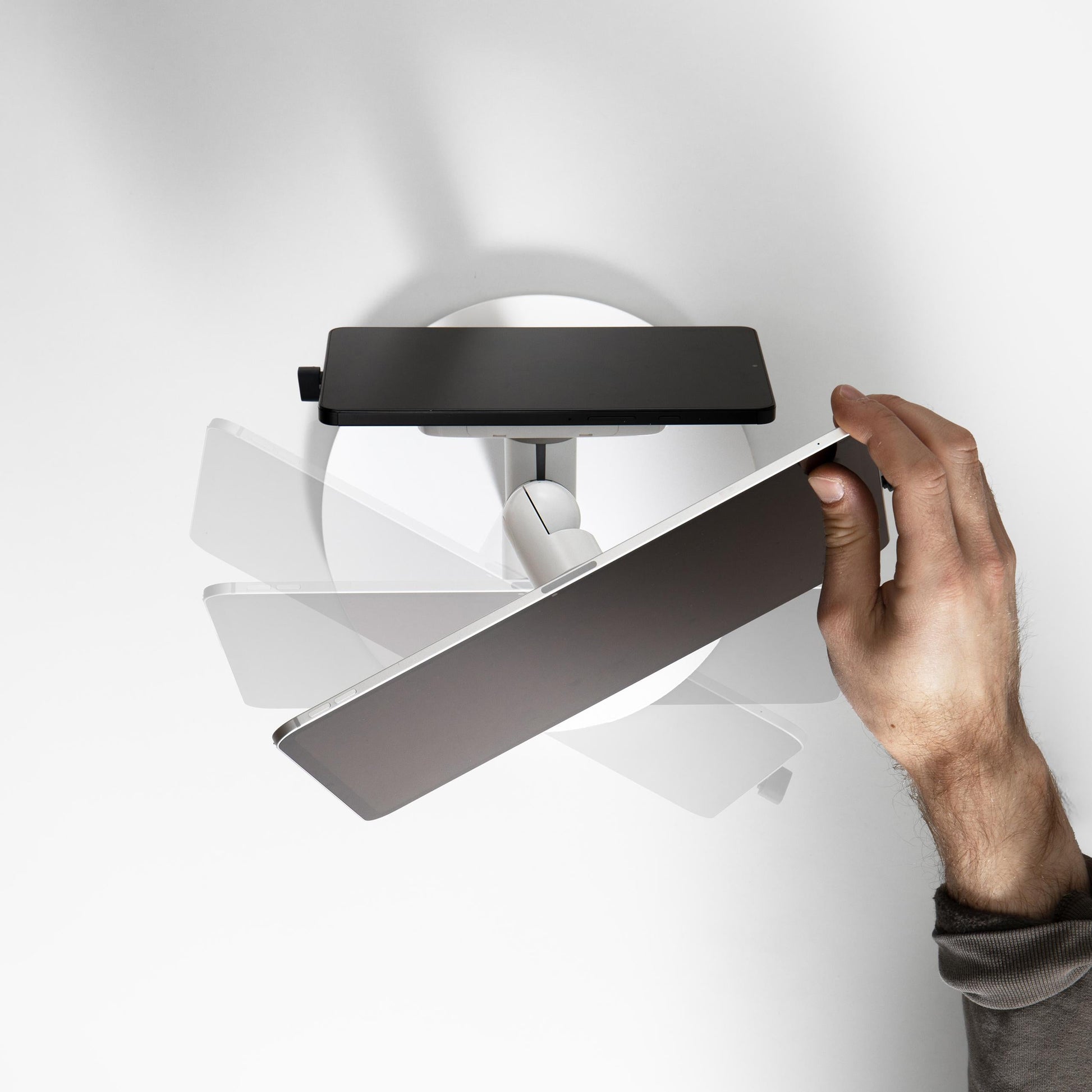 Bouncepad Core Counter Twin tabletstandaard in wit, met draaifunctie
