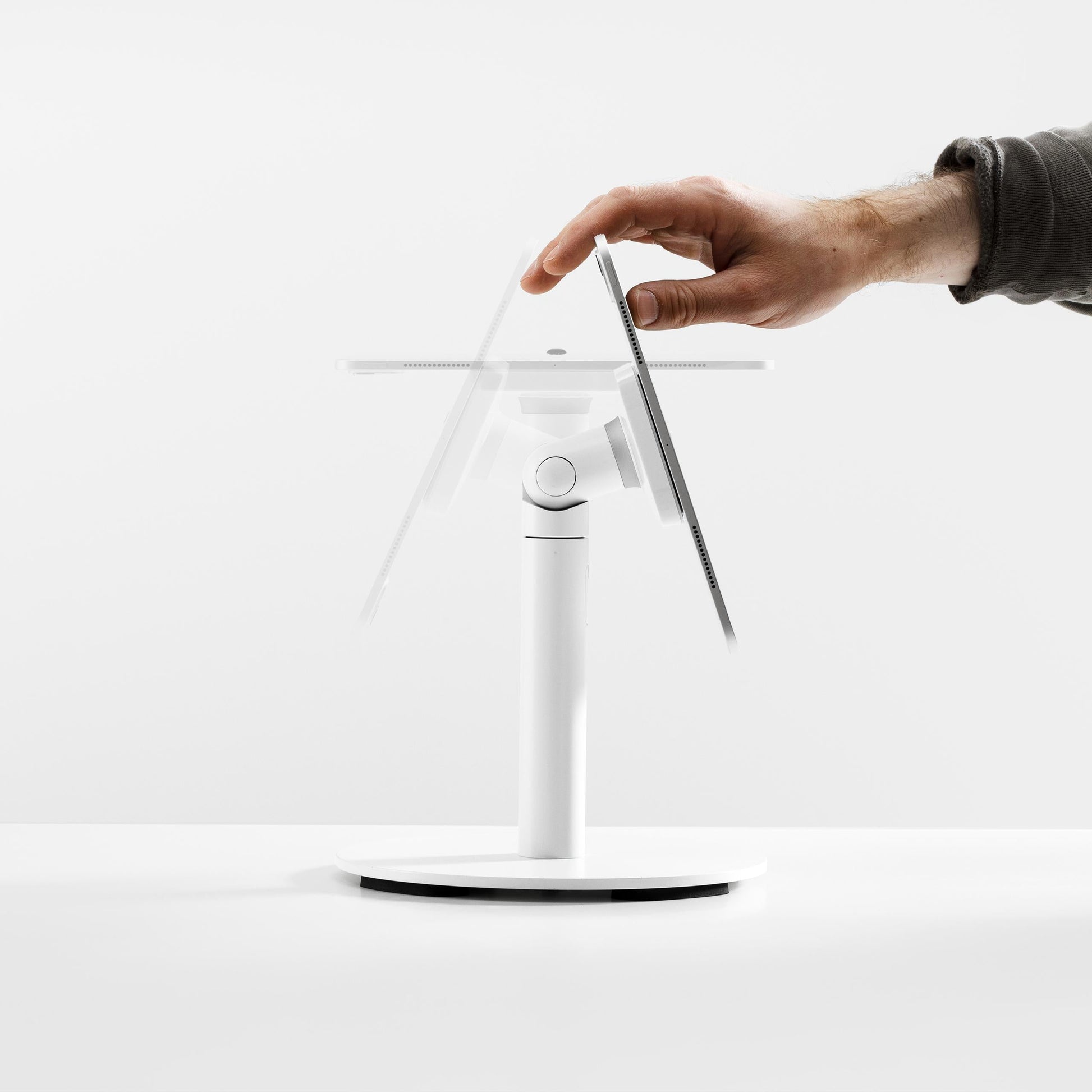 Bouncepad Core Counter Twist-tabletstandaard in wit, met kantel- en draaifunctie