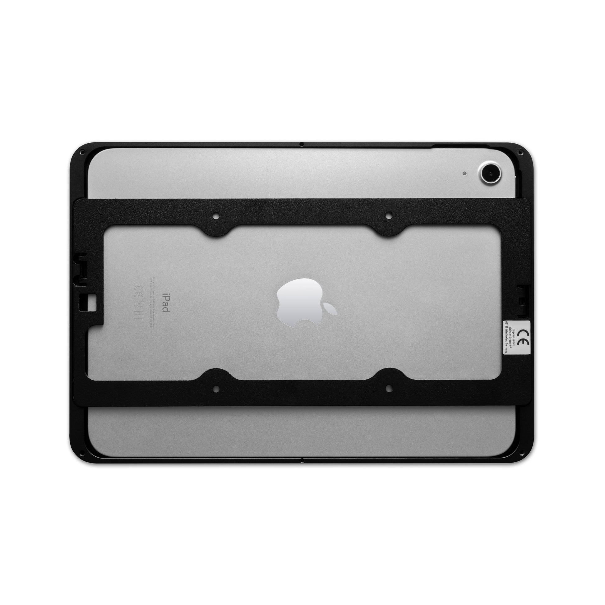 Displine Dame Wall 2.0 Premium iPad-wandhouder voor iPad 10e generatie 10,9 inch en iPad 11e generatie A16 11 inch, in zwart, achteraanzicht