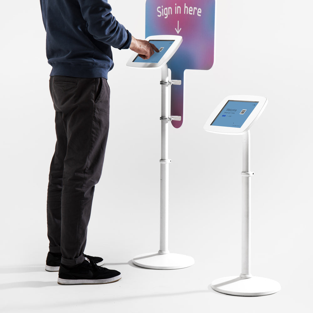 Bouncepad Original Elevate + Branding Board tablet vloerstativ in wit