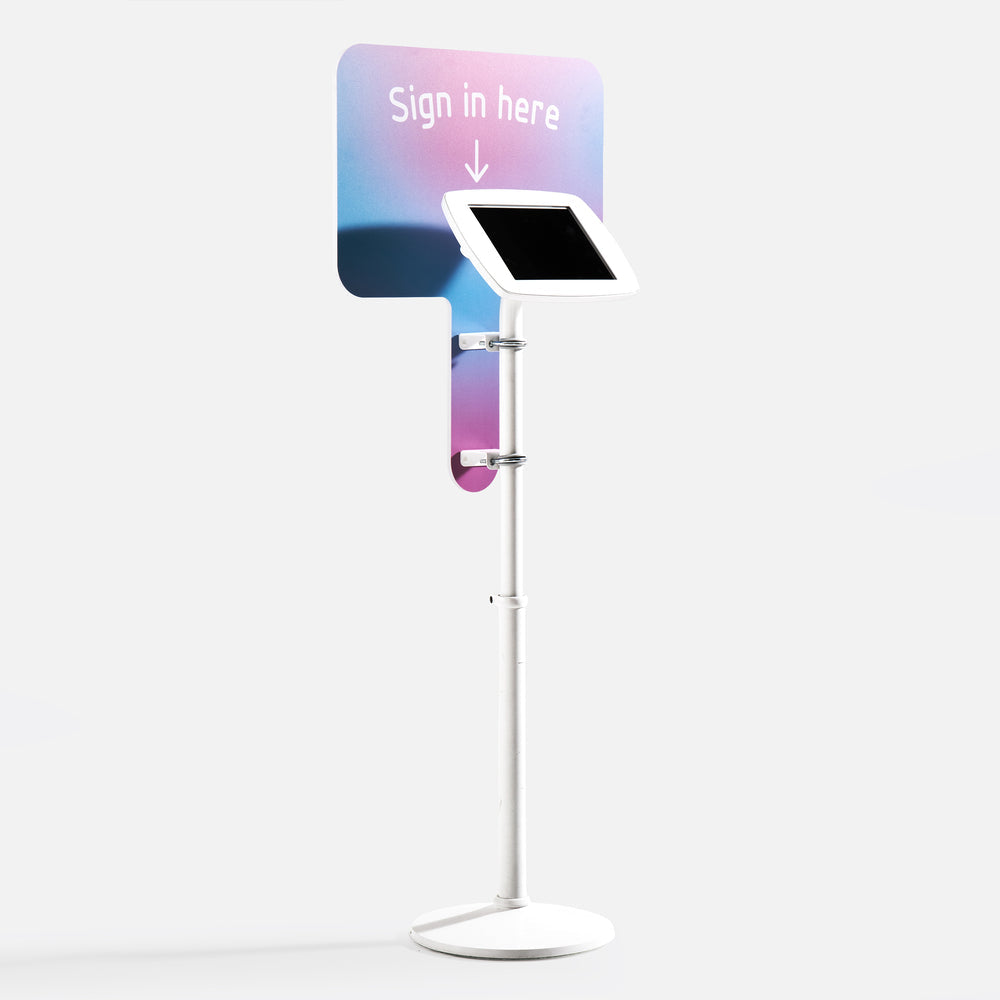Bouncepad Original Elevate + Branding Board tablet vloerstativ in wit