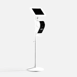 Bouncepad Original Elevate + Brother Printer Mount tablet vloerstativ in wit, vooraanzicht