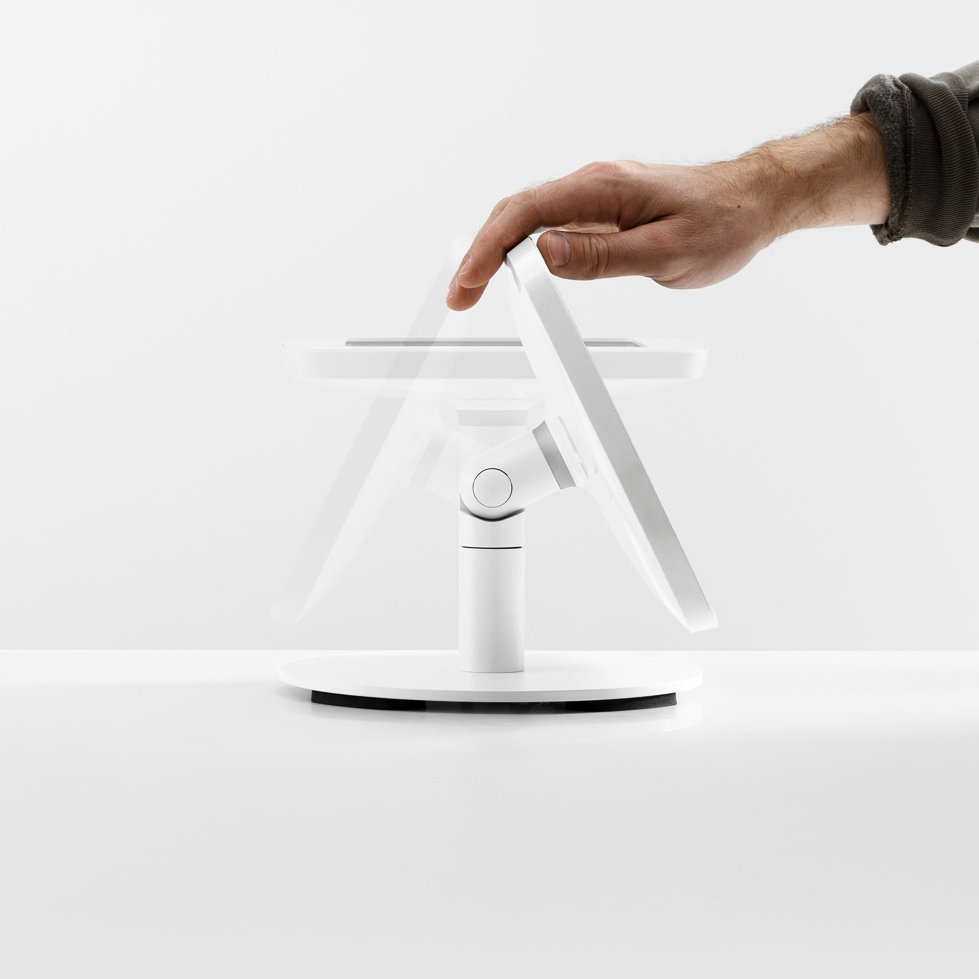Bouncepad Original Counter Twist-Mini tabletstandaard in wit, met kantel- en omklapfunctie