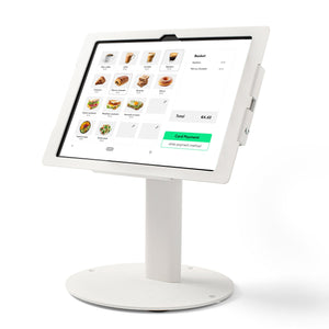 Tabdoq Lite tabletbaliehouder compatibel met Apple iPads voor iPad 10e generatie 10,9 inch en iPad 11e generatie A16 11 inch, in wit, vooraanzicht