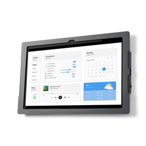 Tabdoq Lite tablet wandhouder compatibel met Samsung-tablets voor Samsung Galaxy TAB A9 en TAB A11, in zwart, vooraanzicht