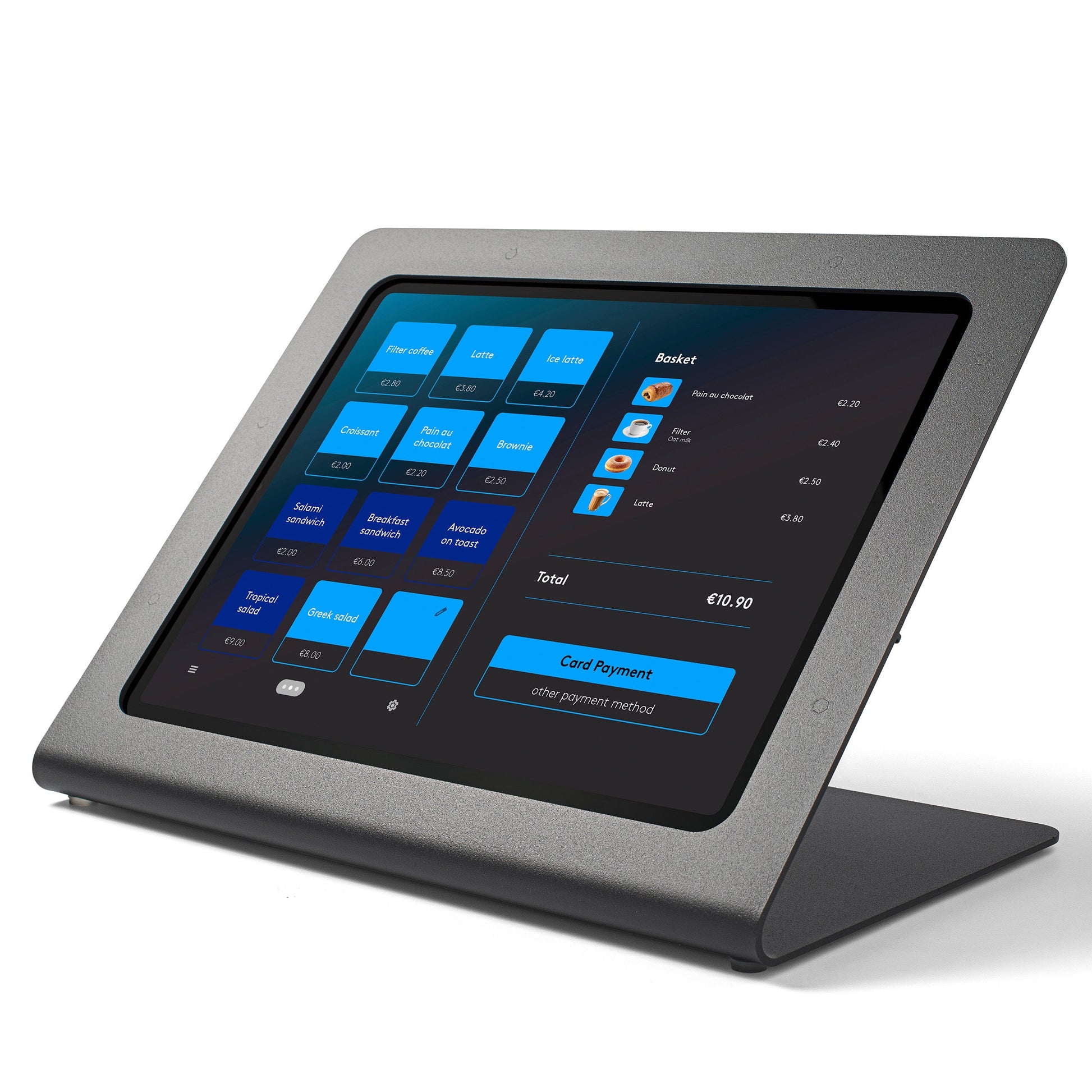 Tabdoq POS-tabletstandaard compatibel met iPad Air 13" en iPad Pro 12.9" voor iPad 13 inch, in zwart, vooraanzicht