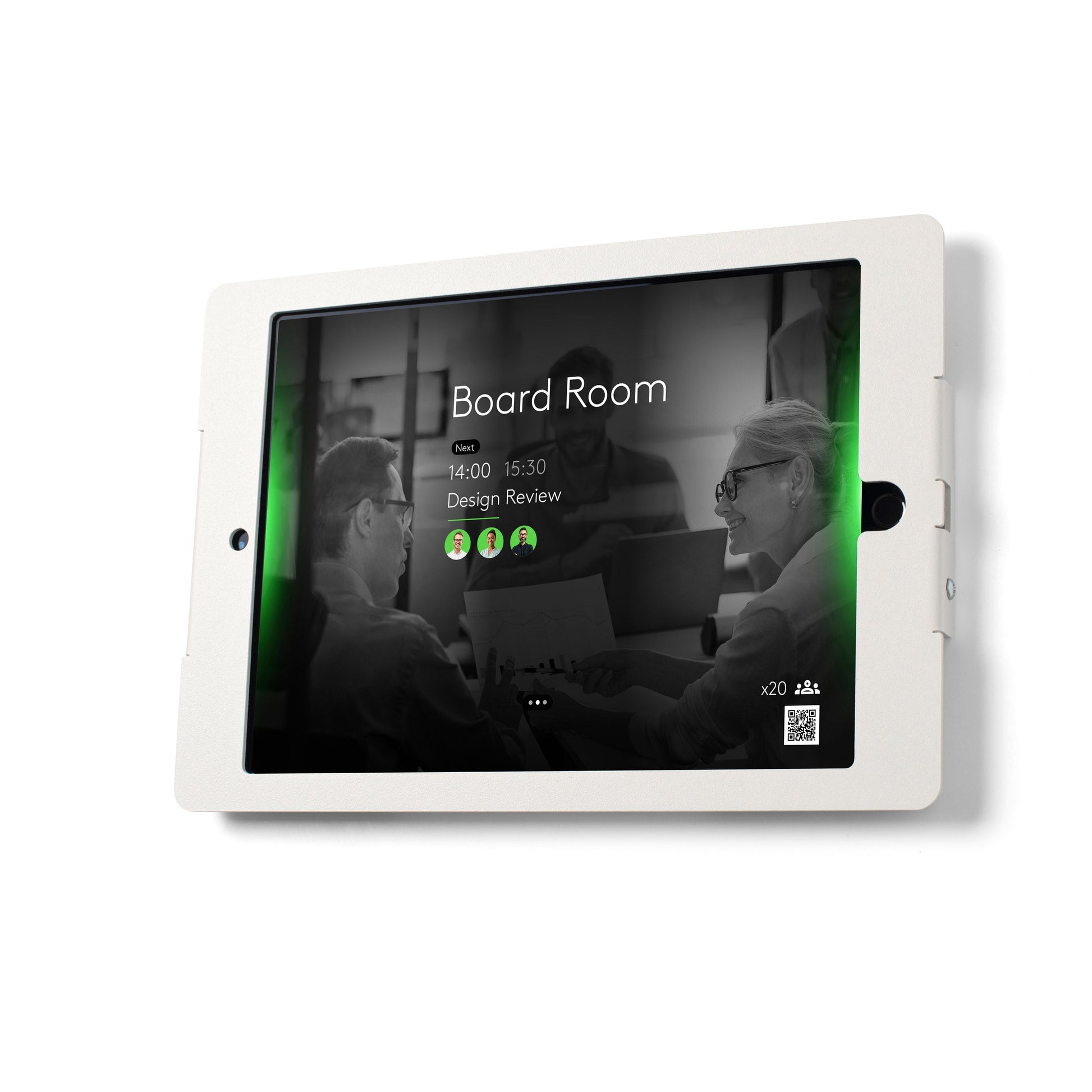 Tabdoq Lite tablet wandhouder compatibel met Apple iPads voor iPad 10,2-inch, in wit, vooraanzicht